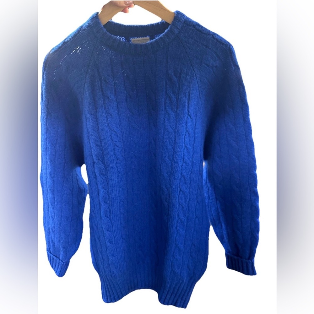 Brooks brothers vintage 1960s shetland wool blue pullover cable knit sweater